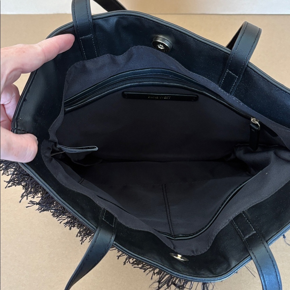NINE WEST Black Fringe Tote Bag - Picture 7 of 11